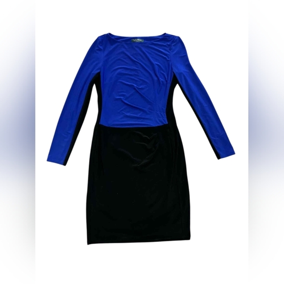 Lauren Ralph Lauren Dress Black/Blue Longsleeve Size 6 EUC - Picture 4 of 9